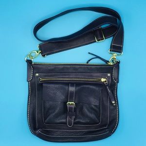 Roots purple leather crossbody bag